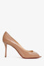 Christian Louboutin Nude Patent Leather Peep Toe 85mm Heels Size 41