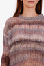Acne Studios Pink/Grey Striped Mohair Alpaca Open Knit Sweater Size S