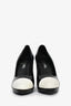 Pre-loved Chanel™ Black/White Patent Cap Toe Platform Heels Size 42
