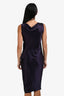 Lanvin Violet Silk Draped Midi Dress Size 40