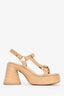 Cult Gaia Tan Raffia Chunky Block Heeled Erin Sandals Size 37