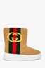 Gucci Beige GG Shearling Striped Ankle Boot Size 8 Mens