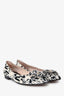 Pre-loved Chanel™ 2003 Black/White Silk Printed CC Logo Flats Size 37.5