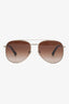 Valentino Brown Gradient Crystal Embellished Aviator Sunglasses