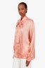 Gucci Pink Silk Pleated Tie Detail Blouse Size 44