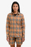 Burberry Tan Cotton Novacheck Button-Up Long Sleeve Top Size 4