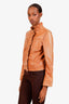 Red Valentino Brown Braided Leather Ruffle Jacket Size 42