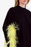 The Attico Black/Yellow Ostrich Feather Blanche Sweater Size 36