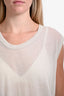 Rick Owens Beige Cotton SS 2022 Sheer Sleeveless Top Est. Size 4