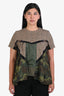 Sacai Brown/Olive Green Camo and Glencheck Blouson Short Sleeve Top Size 3