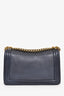 Pre-loved Chanel™ 2013-14 Navy Lambskin Embossed Medium Cube Boy Shoulder Bag