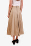 Christian Dior Brown/Beige Cotton Pleated Midi Skirt Size 4