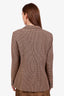 Ralph Lauren Purple Label Brown Houndstooth Silk Wool Single Breasted Blazer Size 12
