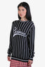 Balmain Black/White Striped Logo Sweater Size S