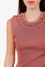 Dolce & Gabbana Pink Sparkle Knit Ruffle Sleeveless Top Size 40