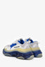 Balenciaga White/Blue Mesh Triple S Sneakers Size 36