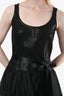 St. John Black Wool Sequin Embellished Sleeveless Dress Size 4