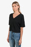 Frame Black Linen Cropped T-Shirt Size S