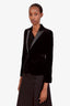 Gucci Black Velvet Leather Single Breasted Blazer Size 36