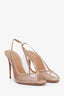 Aquazzura Beige Leather and PVC Peep Toe Slingback Heels Size 37