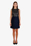 Celine Navy/Black Leather Tweed Sleeveless Mini Dress Size 38