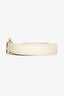 Saint Laurent White Leather Square Buckle Cassandre Belt
