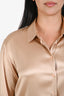 Frame Gold Silk Long Sleeve Button Down Shirt Size M