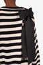 Valentino White/Blue Striped Cashmere Crewneck Bow Detail Sweater Size S
