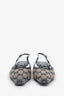 Gucci Beige/Navy GG Canvas Kitten Heel Slingbacks Size 35.5