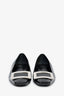 Roger Vivier Black Patent Leather Buckle Square Toe Flats Size 37.5