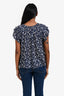 Ulla Johnson Blue/White Cotton Floral Short Sleeve Top Size 2