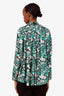 Smythe Green/Black Floral High-Neck Long Sleeve Top Size L