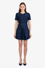 Gucci 2024 Blue Denim Floral Embroidered Short Sleeve Mini Dress Size 36