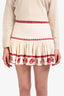 Isabel Marant Etoile Cream/Red Cotton Embroidered Ruffled Mini Skirt Size 38