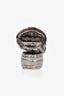 Saint Laurent Silver Tone/Black Arty Cocktail Ring Size 5
