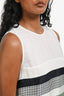 Celine White/Green Silk Printed Sleeveless Dress Size 36