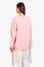Red Valentino Pink Cotton With Lace Hem Oversized Crewneck Sweater Size S