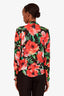 Balmain Black/Red Floral Silk Sheer Button Down Shirt Size 36