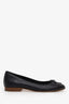 Pre-loved Chanel™ Black Leather Bow CC Cap Toe Ballet Flats Size 36.5