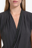 Brunello Cucinelli Grey Silk Cowl Cap Sleeve Dress Size M