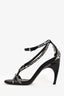 Alexander McQueen Black Satin Crystal Strappy Heels Size 38