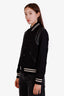 Saint Laurent Black Wool-Blend Varsity 'Teddy' Jacket Size 40