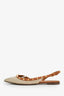 Valentino Beige Raffia Rockstud Slingback Flat Size 38