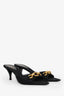 Saint Laurent Black Jacquard Gippy Chain Mules Size 38