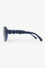 Pre-loved Chanel™ Blue Cat Eye Leather Flower Sunglasses