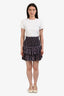 Isabel Marant Etoile Grey/Pink Printed Cotton Ruffled Mini Skirt Size 36