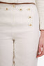 Pre-loved Chanel™ 94P White Linen Straight Leg Trousers Size 36