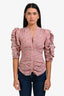 Isabel Marant Pink Floral Ruffle Three-Quarter Sleeve Blouse Size 36