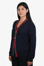 Gucci Navy Wool Web Striped Button Down Cardigan Size XXL