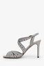 Valentino Blue Leather Crystal Embellished Open Toe Shoe Size 38.5